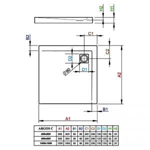 Піддон Argos C 90x90