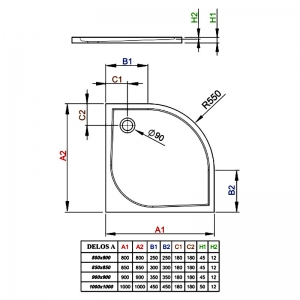 Піддон Delos A 90x90