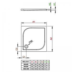 Поддон Delos C 90x90