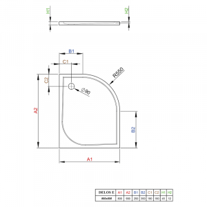 Піддон Delos E 90x80 R