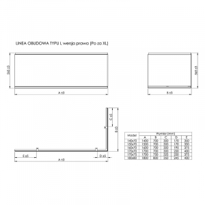 Ванна Linea 170x75 з ніжками і праву панель