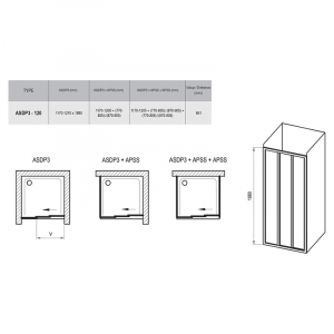 Душові двері ASDP 3-120 Transparent + сатин