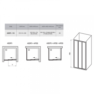 Душові двері ASDP 3-110 Transparent+сатин