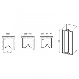 Душові двері SDZ 3-90 Transparent+білий