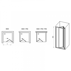 Душові двері SDZ 2-70 Transparent+білий