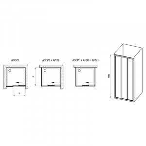 Душевая дверь ASDP 3-100 Pearl+черный