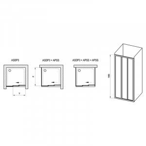 Душові двері ASDP 3-100 Transparent+чорний