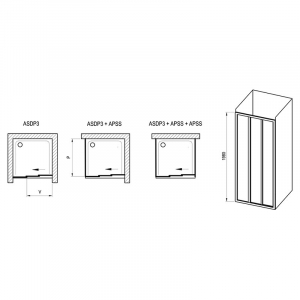 Душевая дверь ASDP 3-100 Transparent+черный