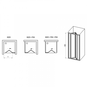 Душові двері SDZ 3-90 Pearl+білий