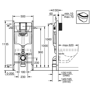 Инсталяционная система Rapid SL 38840000 с кнопкой Skate Cosmopolitan 38732000 и уголками 3855800M