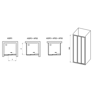 Душевые двери ASDP 3-80 Pearl+черный