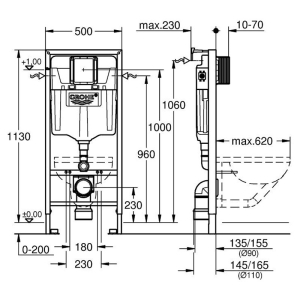 Инсталляция Rapid SL 38536001 + чаша унитаза Bau Edge 106740SH00 с кнопкой Skate Cosmopolitan 38732000