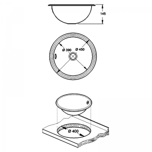 Раковина стальная 45 врезная под столешницу