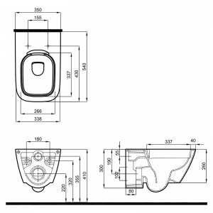 Чаша унитаза Modo Rimfree прямоугольная