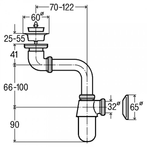 Сифон для раковины с универсальным выпуском