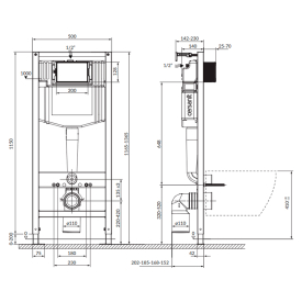 Инсталляционная система Aqua 50 Mech QF+чаша унитаза City Clean On с сиденьем Slim