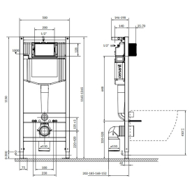 Инсталляция System 50 Mech K97-526 + чаша унитаза A29 Savio (Moduo) Clean On с сиденьем Slim Wrap K701-262 + кнопка Presto II K97-519