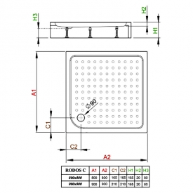 Піддон Rodos Compact C 80x80 з ніжками