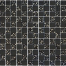 Мозаика черная-завиток платина шахматка 807