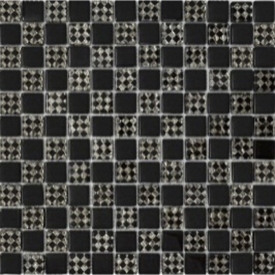 Мозаика черная-ромб платина шахматка 805