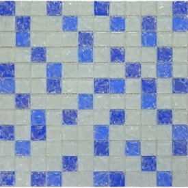Мозаика белая голубая синяя колотая микс 803