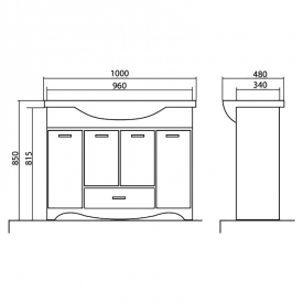 Тумба Классик 100 и раковина Нью Классик 100