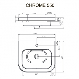 Раковина Chrome 55 мебельная