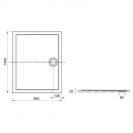 Піддон Aeron 140x90 білий