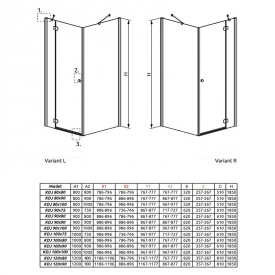 Душова штора Torrenta KDJ 100x100 R, графіт