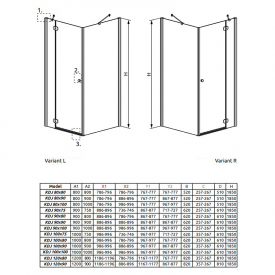 Душевая штора Torrenta KDJ 90x80 каррэ L