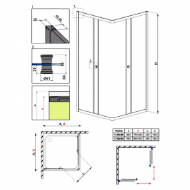 Душевая штора Classic C 90x90 графит