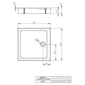 Піддон Doros C Compact Stone 90x90