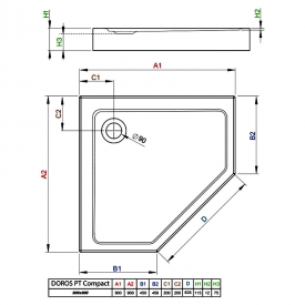 Піддон Doros PT Compact 120x90 з ніжками