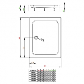 Піддон Laros Compact D 90x80 з ніжками і панеллю
