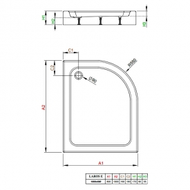 Поддон Laros E 100x80 L с ножками