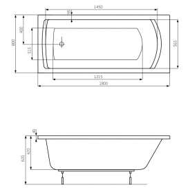 Ванна Linea 180x80 з ніжками