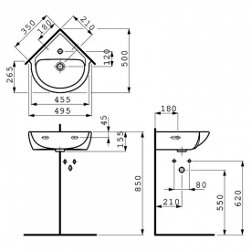 Раковина Pro B 35 кутова