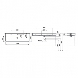 Раковина Val 120 накладная с двумя отверстиями