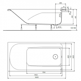 Ванна Comfort Plus 160x80 с ножками