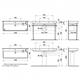 Раковина Pro S 120 с двумя отверстиями