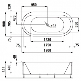 Ванна Solutions 190x90 с рамой