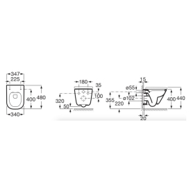 Чаша унітаза Gap Square Compacto Rimless з сидінням Slim
