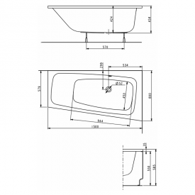 Ванна Split 150x80 права з ніжками