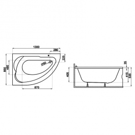 Ванна Standard 130x85 левая с ножками