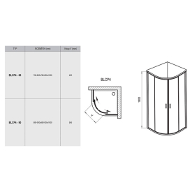 Душевая штора BLCP 4-90 Transparent+белый