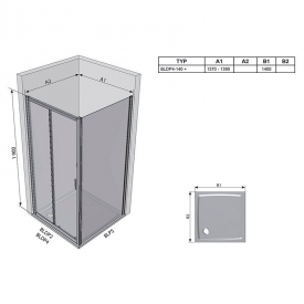 Душові двері BLDP 4-140 Grape + сатиновий