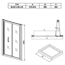Душові двері BLDZ 2-90 Transparent