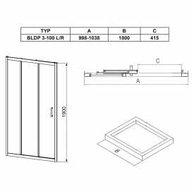 Душові двері BLDP 3-100 Transparent