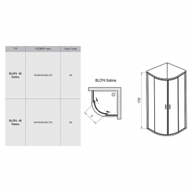 Душова штора BLCP 4-90 Sabina