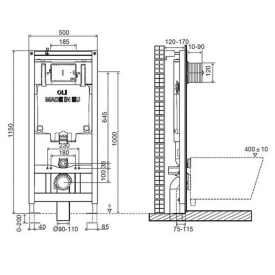 Инсталяционная система Oli 80 с кнопкой Iplate 885342 + чаша унитаза Round Smart  RN-0490-RQ3